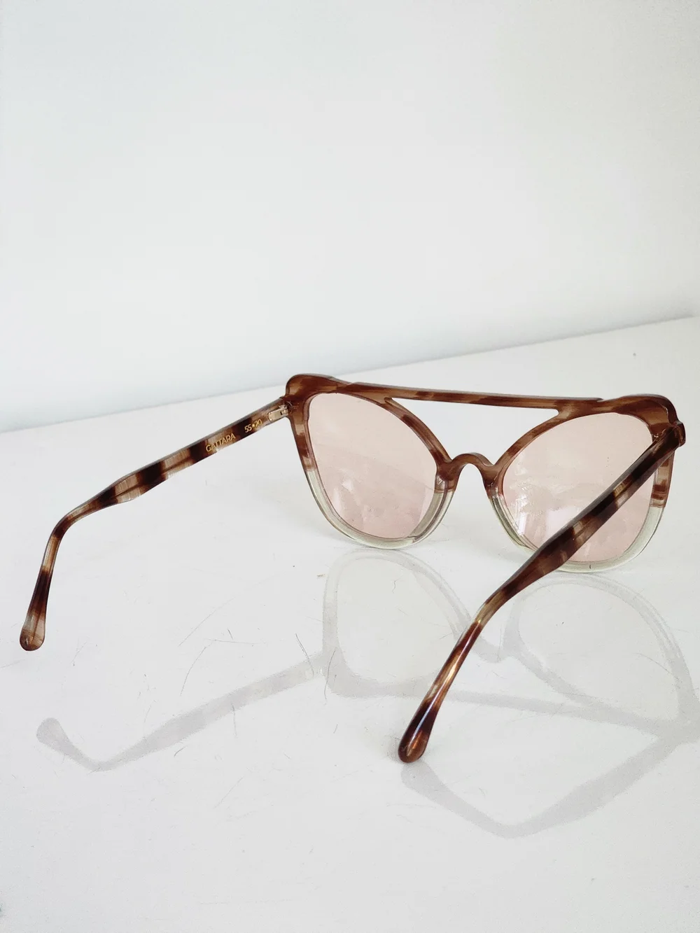 CIBELLE Cat‎ Eye Tortoiseshell Sunglasses Pink Gradient Lenses Handmade In Italy